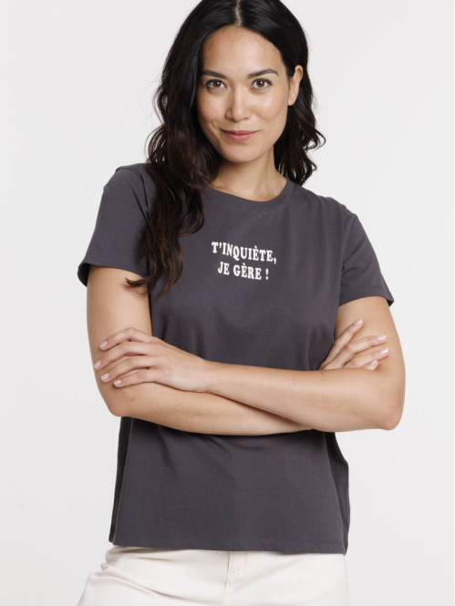 T-shirt message asphalte femme