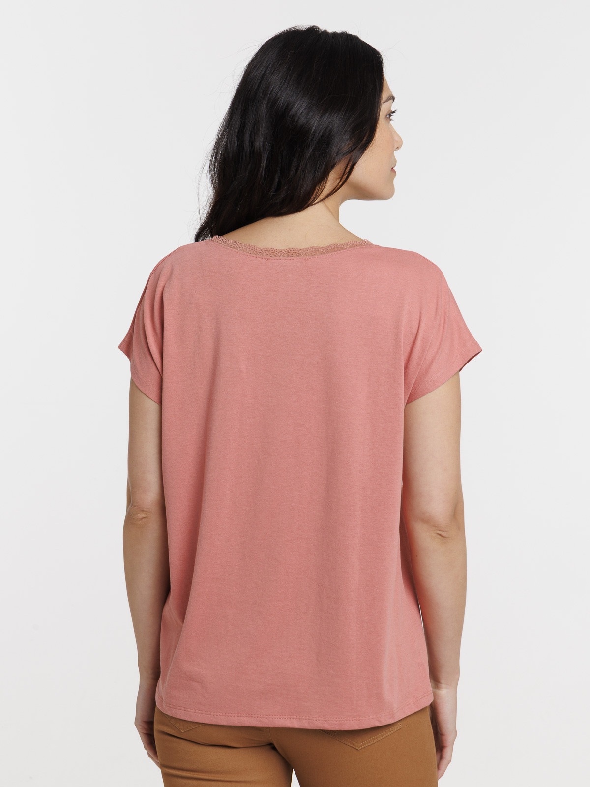 Tee-shirt rosewood col V dentelle femme Tee-shirt rosewood col V dentelle femme