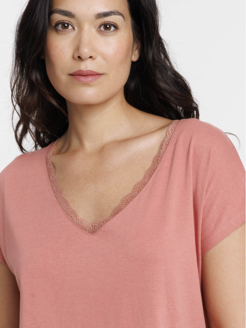 Tee-shirt rosewood col V...