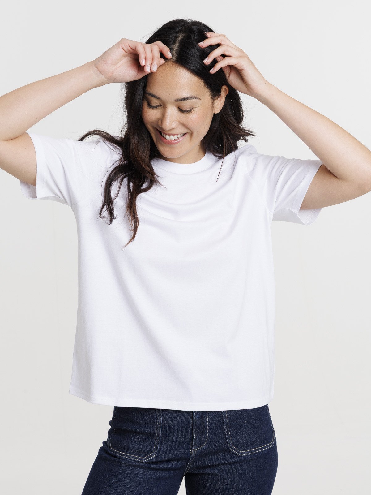T-shirt col rond oversized blanc femme