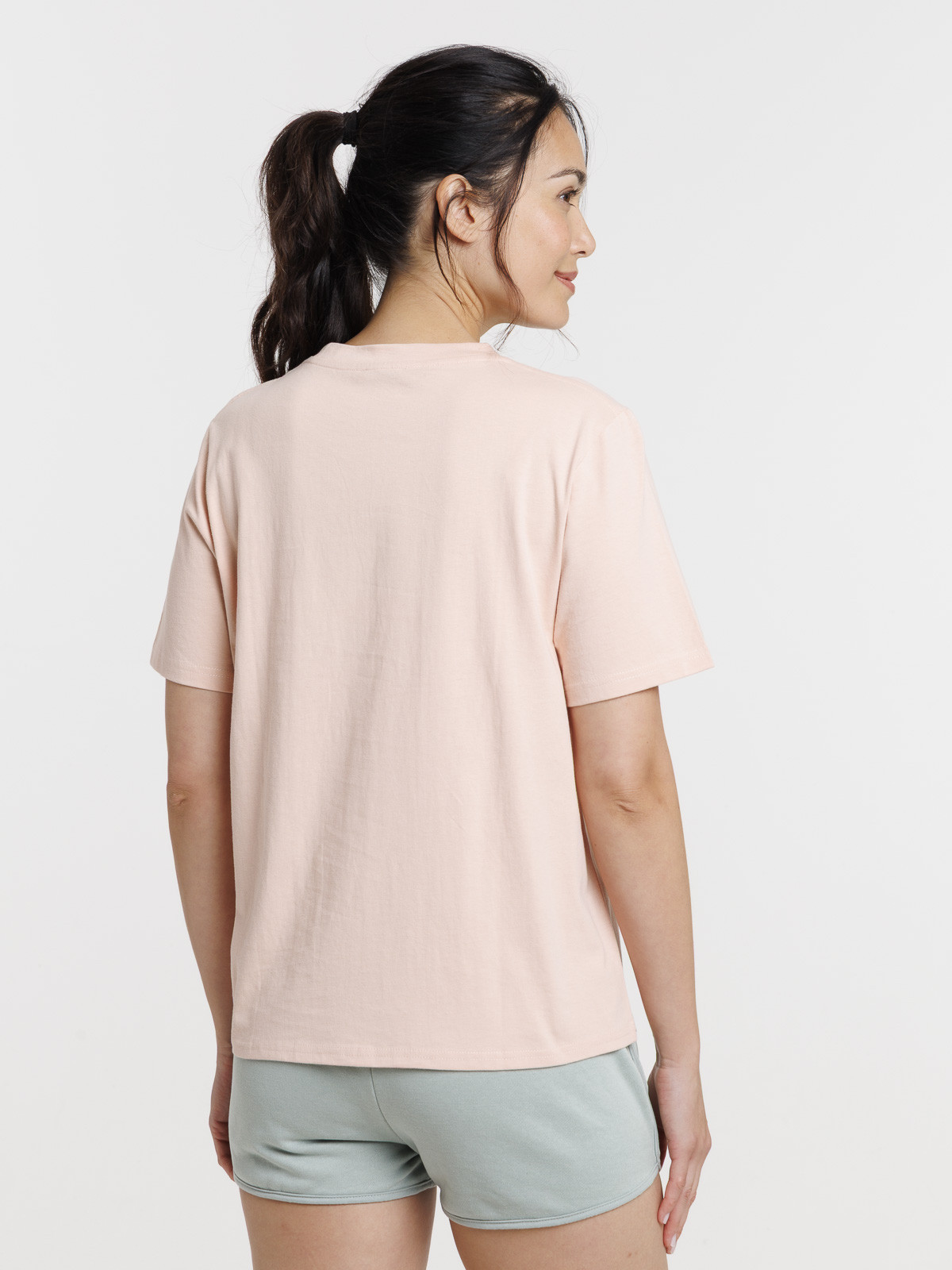 T-shirt col rond oversized rose femme