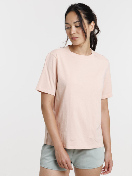T-shirt col rond oversized rose femme