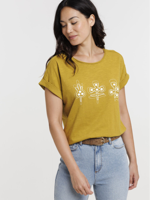 T-shirt vert indien femme