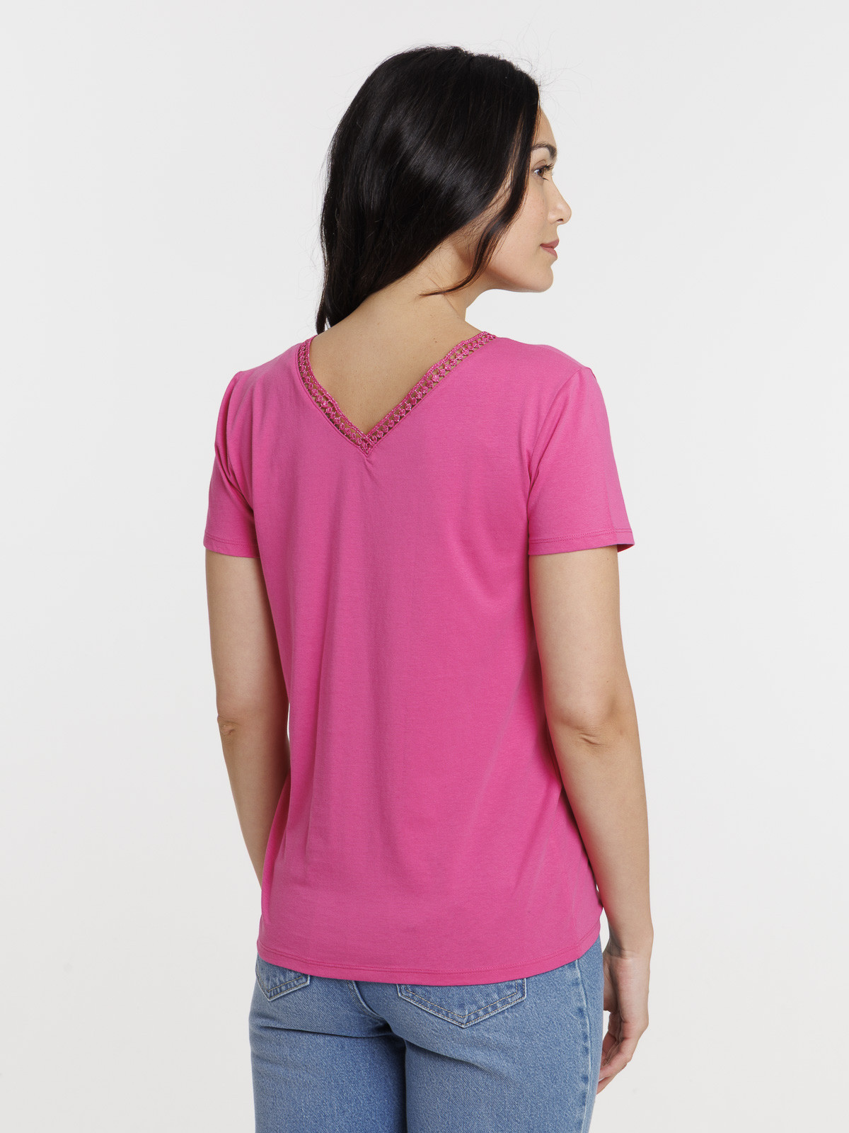 T-shirt col V fushia femme T-shirt col V fushia femme