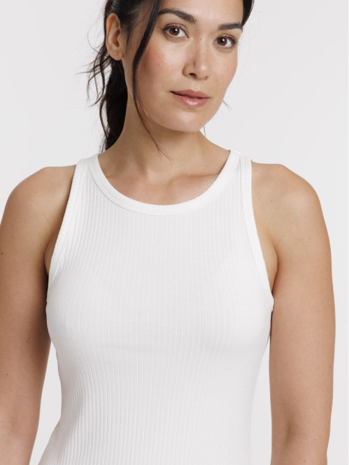 Débardeur côtelé blanc...