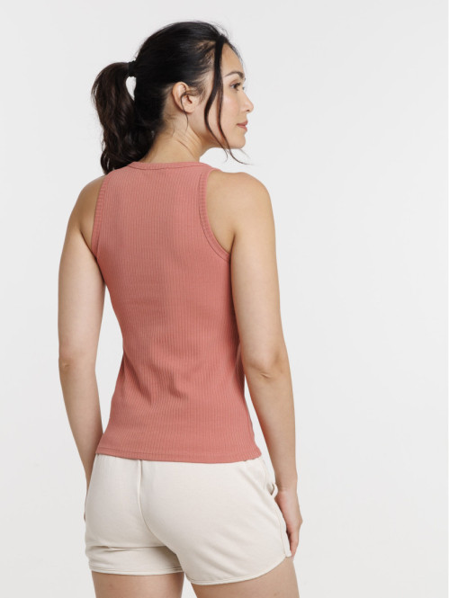 Débardeur côtelé rose femme