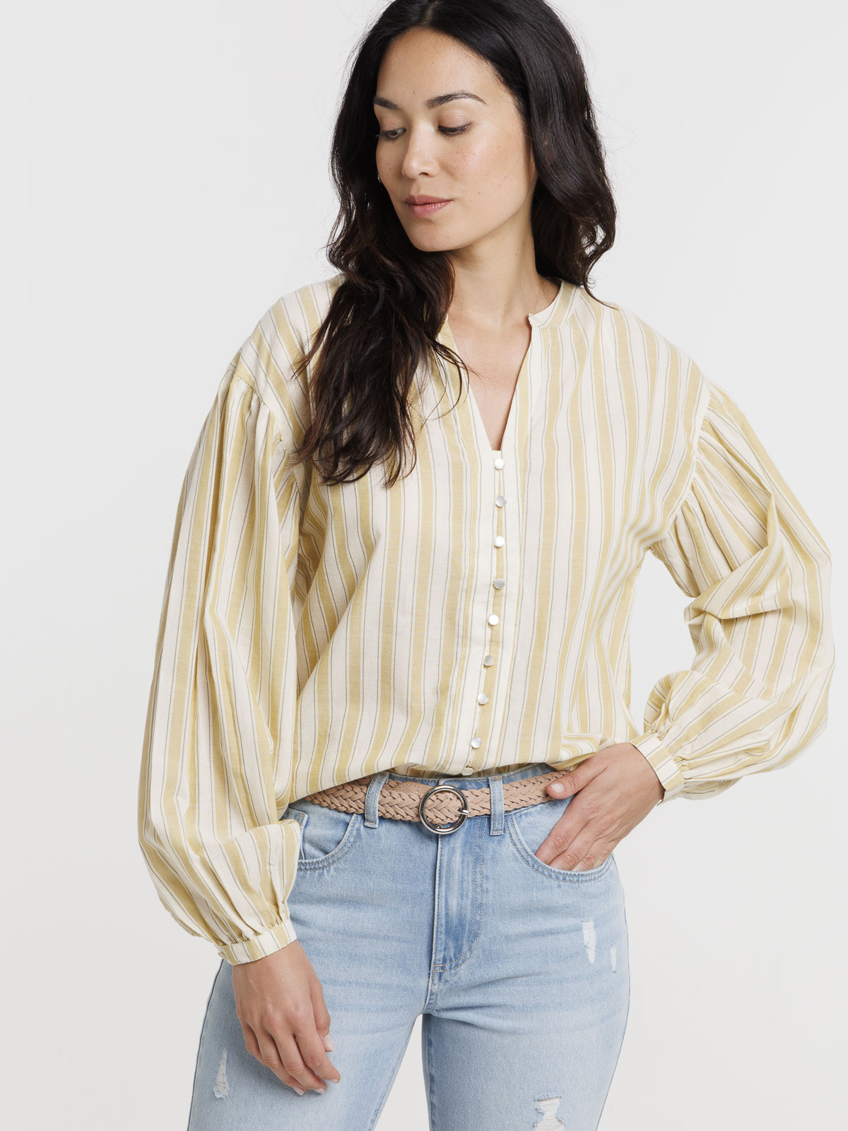 Chemise manches longues rayée femme