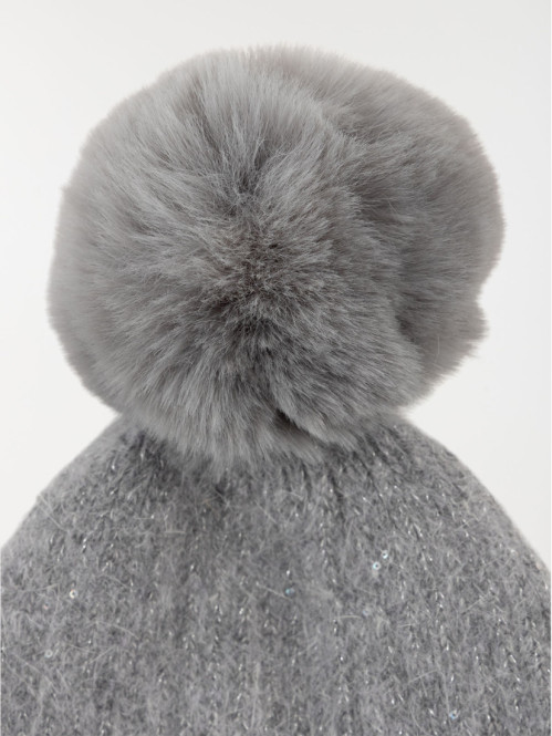 Bonnet gris chiné femme