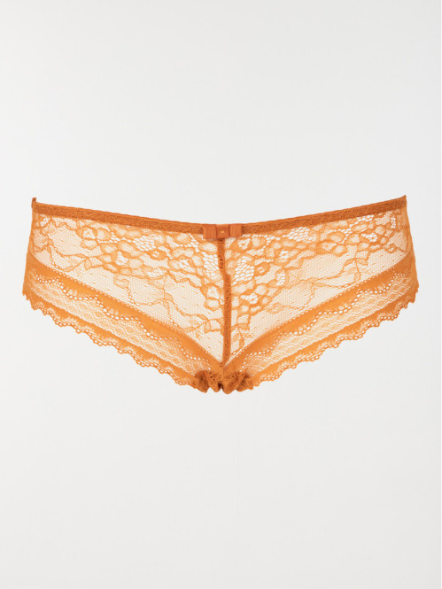 Shorty dentelle caramel femme