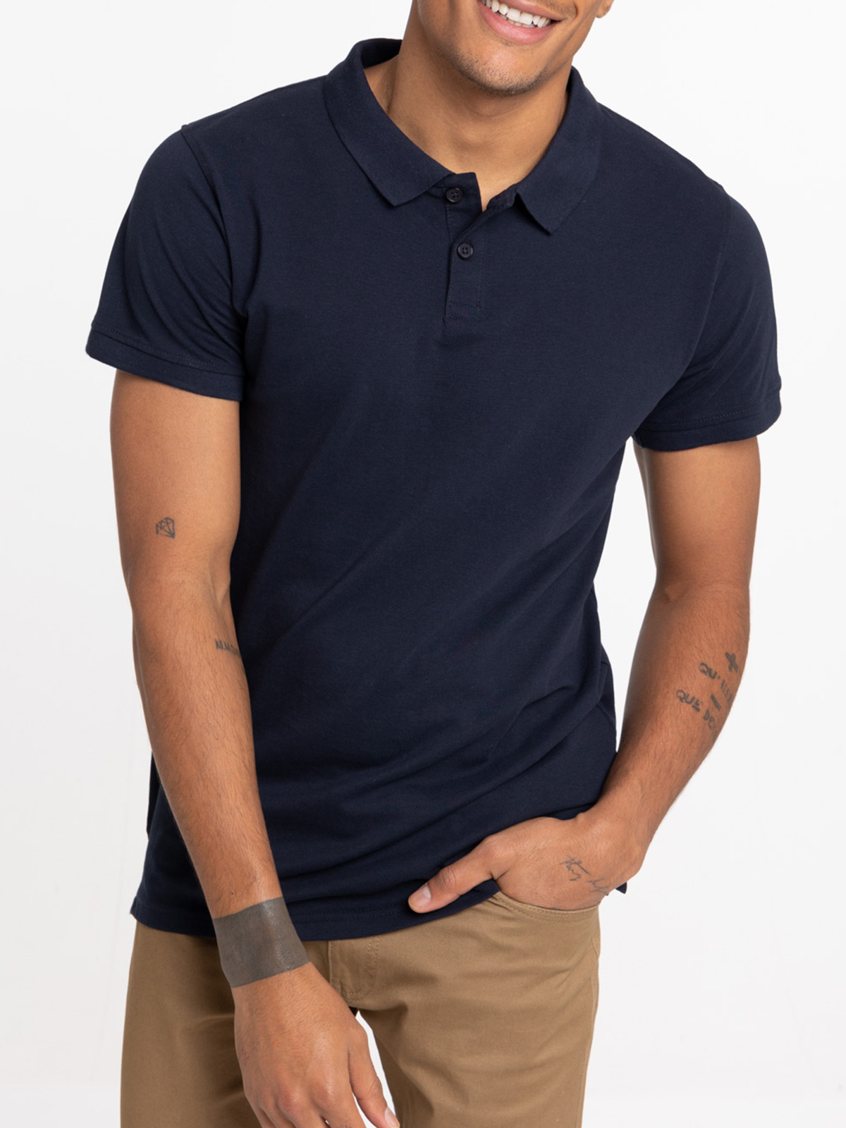 Polo marine 100% coton homme