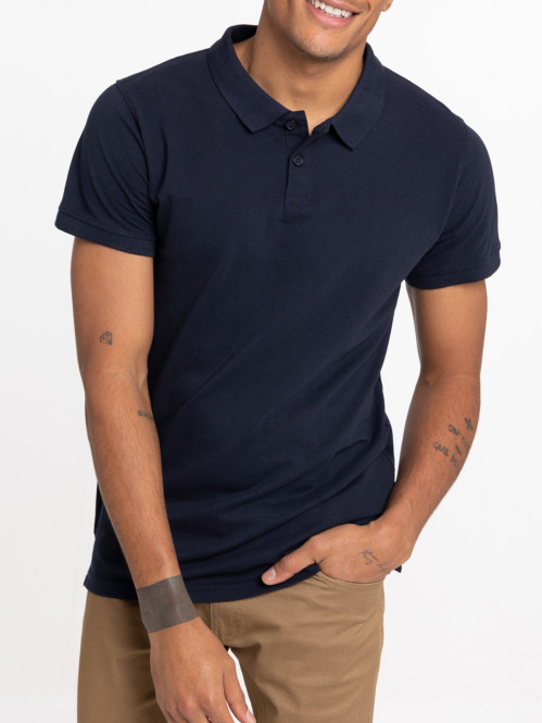 Polo marine 100% coton homme