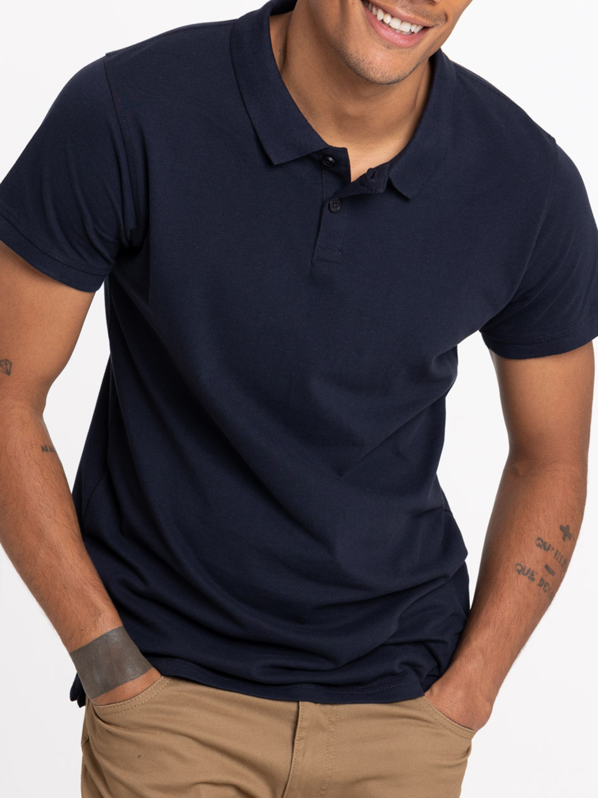 Polo marine 100% coton homme