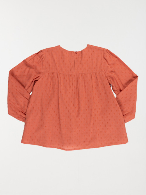 Blouse unie col rond fille...