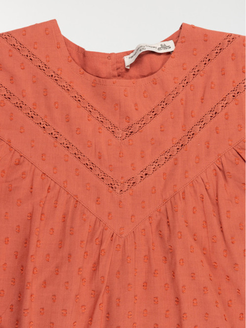 Blouse unie col rond fille...