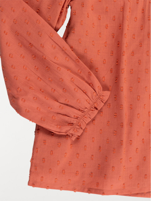 Blouse unie col rond fille...