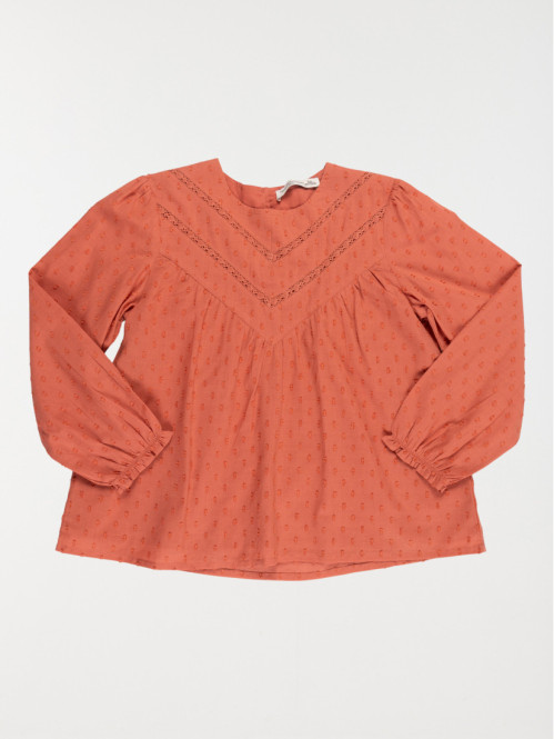 Blouse unie col rond fille...