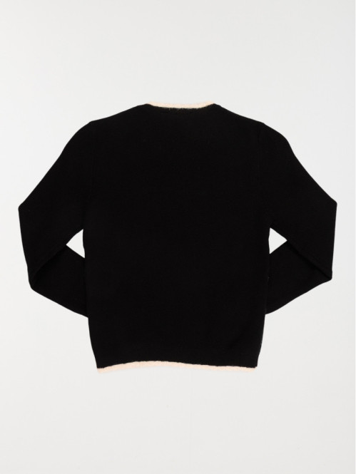 Pull fille noir noeuds (3-12A)