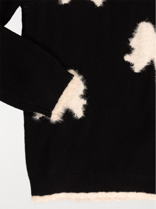 Pull fille noir noeuds (3-12A)