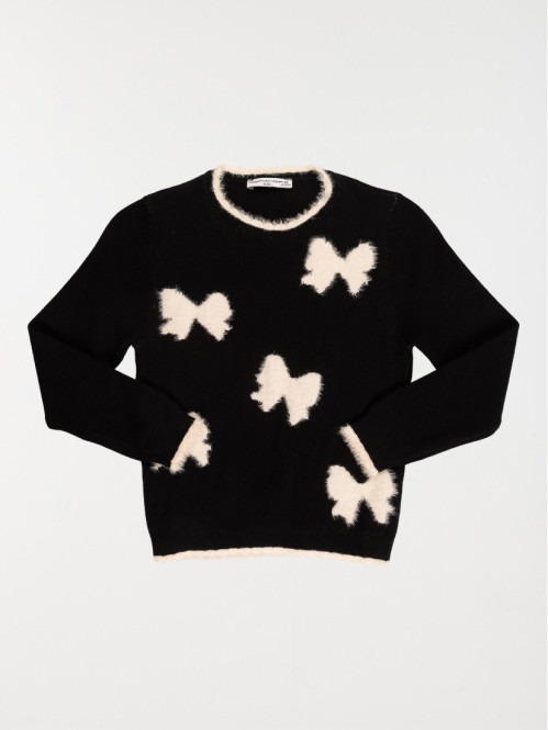 Pull fille noir noeuds (3-12A)