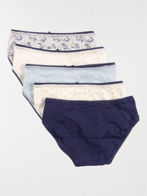 Lot de 5 slips chat fille