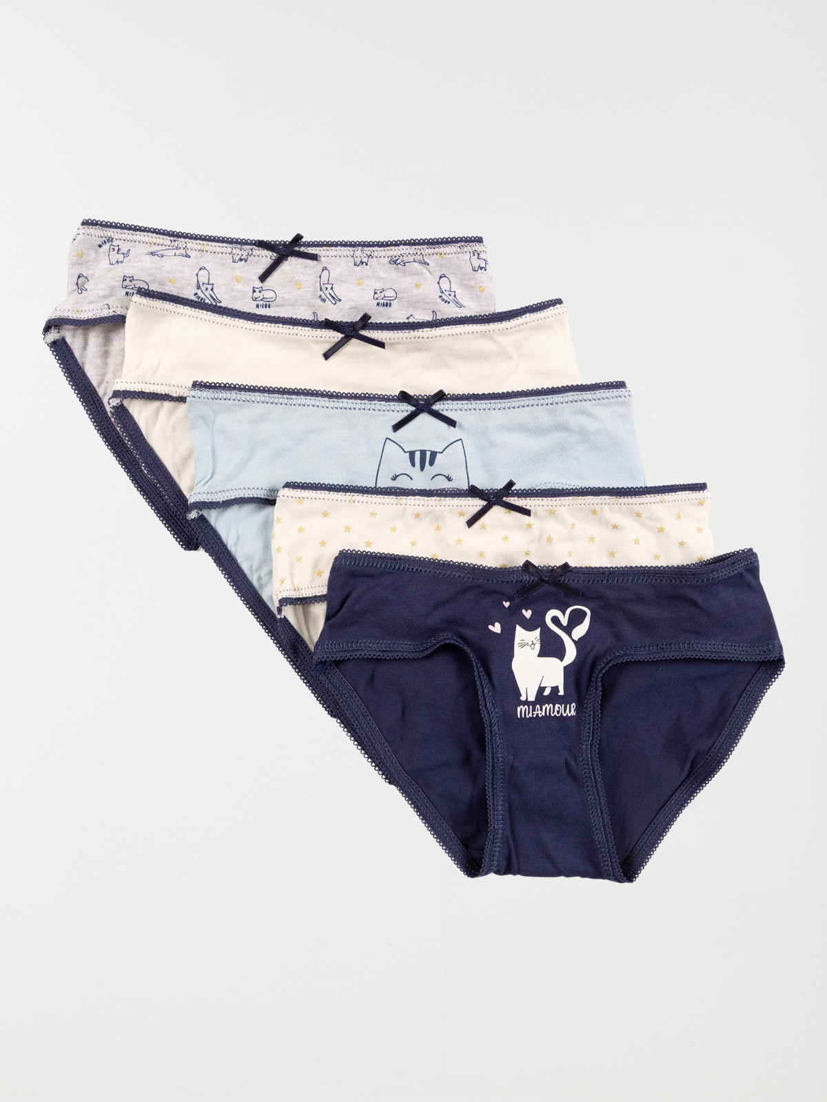 Lot de 5 slips chat fille