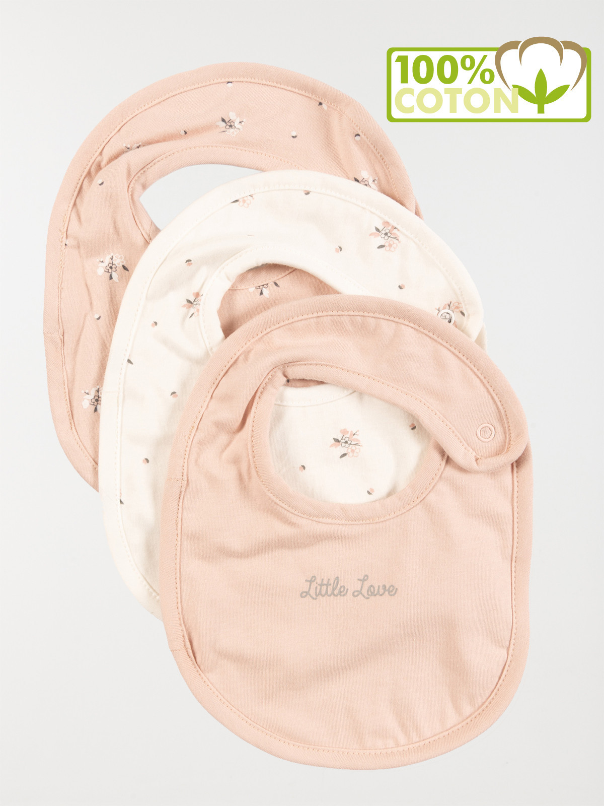 Lot de 3 bavoirs little love fille