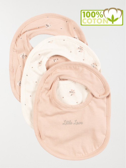 Lot de 3 bavoirs little love fille