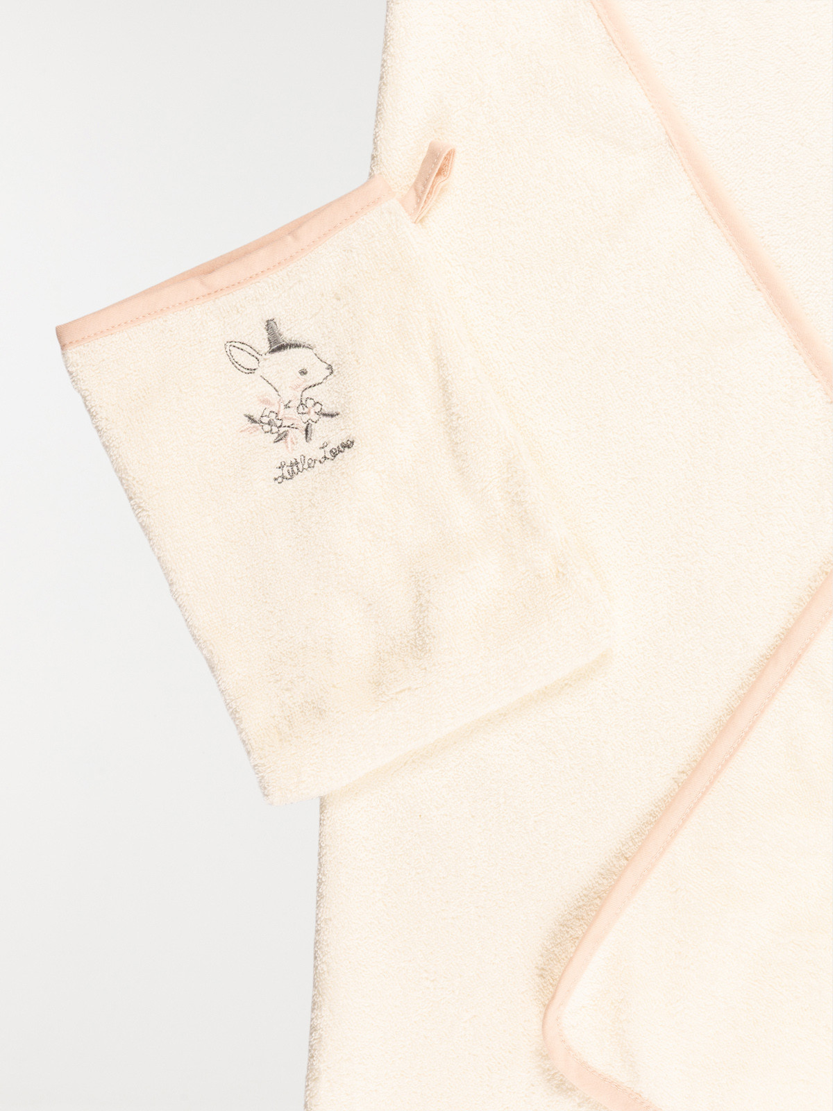 Cape de bain et gant rose bébé Cape de bain et gant rose bébé