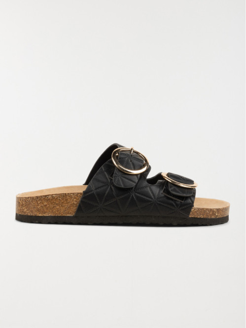 Mule plate boucle noire femme (36-41)