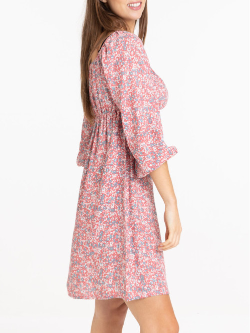 Robe fleurie col carré femme