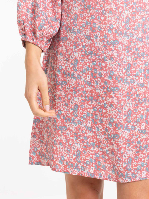 Robe fleurie col carré femme