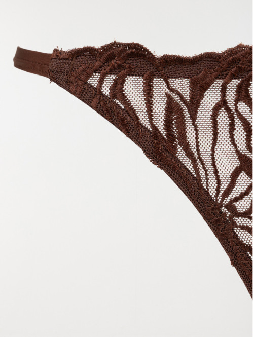 Tanga dentelle acajou femme...