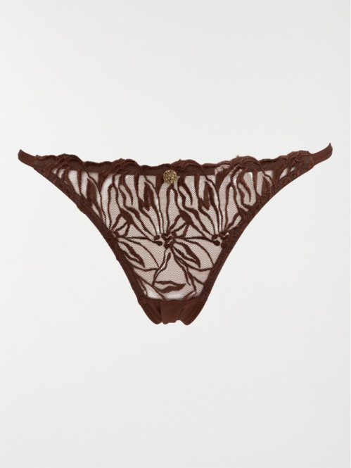 Tanga dentelle acajou femme...