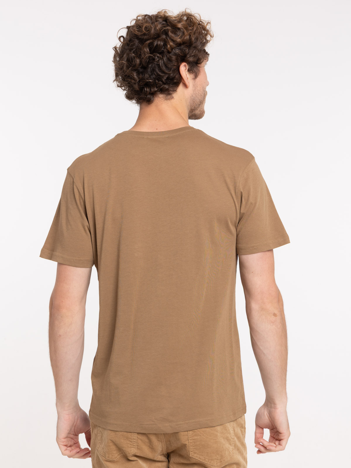 T-shirt col rond café foncé homme