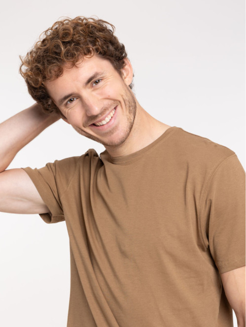 T-shirt col rond café foncé...