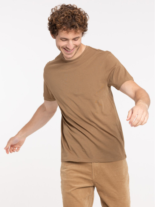 T-shirt col rond café foncé...