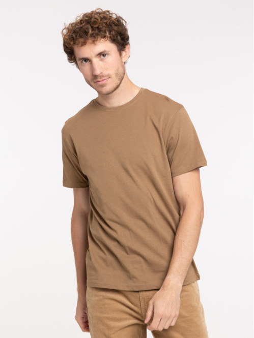 T-shirt col rond café foncé homme