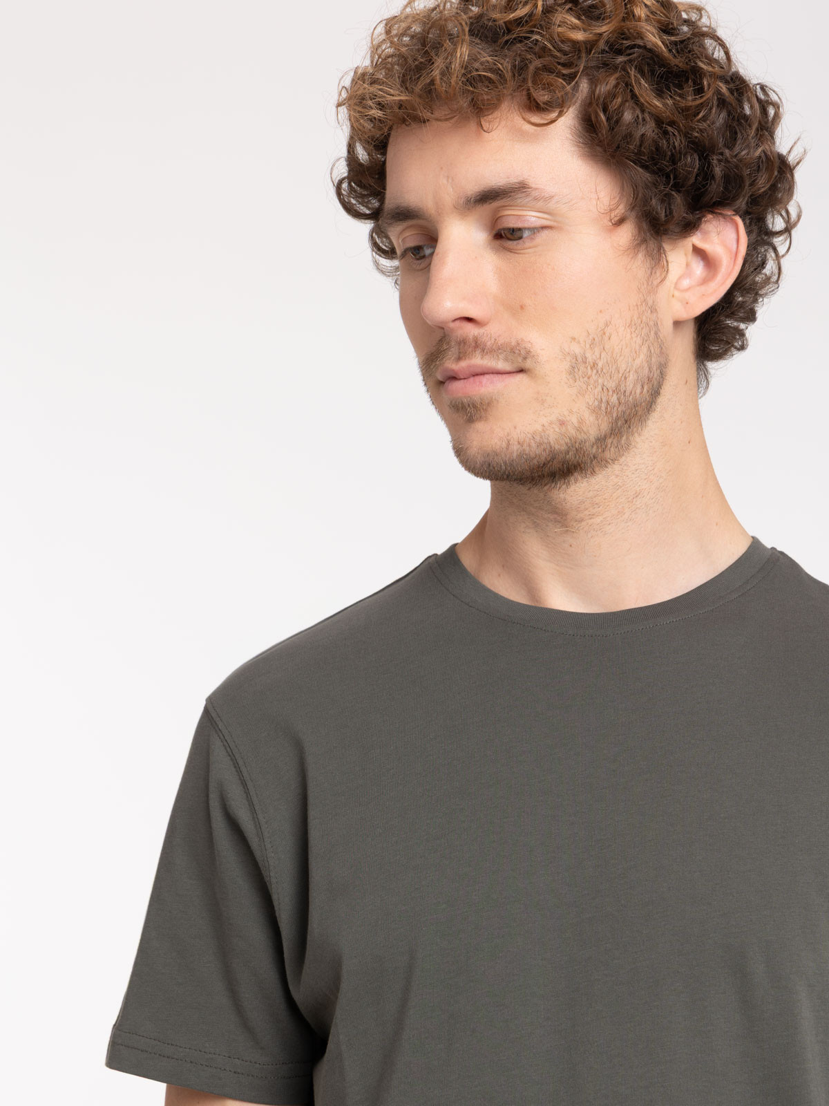 T-shirt col rond kaki homme