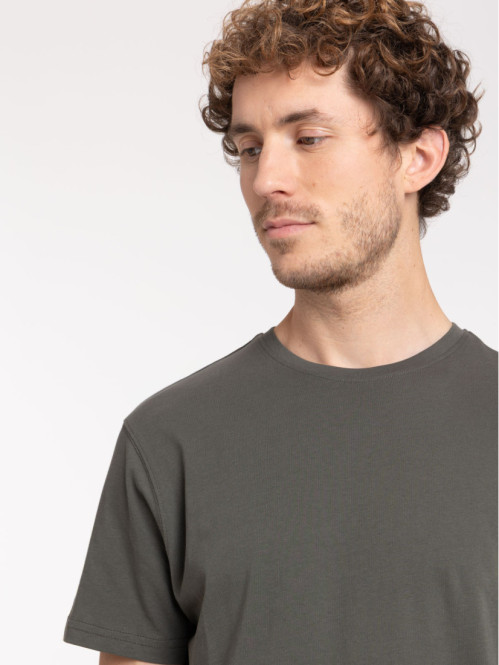 T-shirt col rond kaki homme