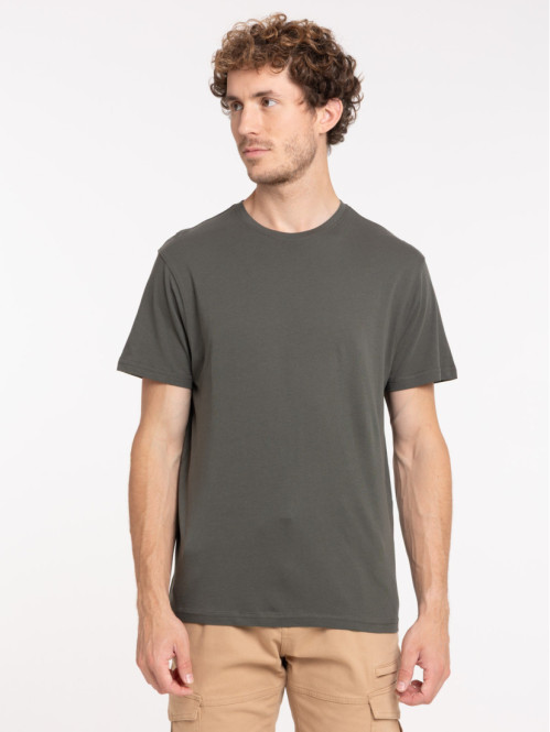 T-shirt col rond kaki homme