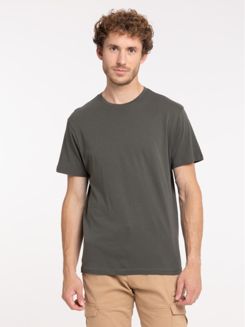 T-shirt col rond kaki homme