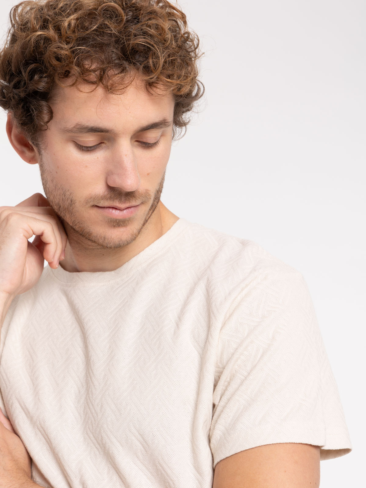 Tee-shirt jacquard col rond homme Tee-shirt jacquard col rond homme