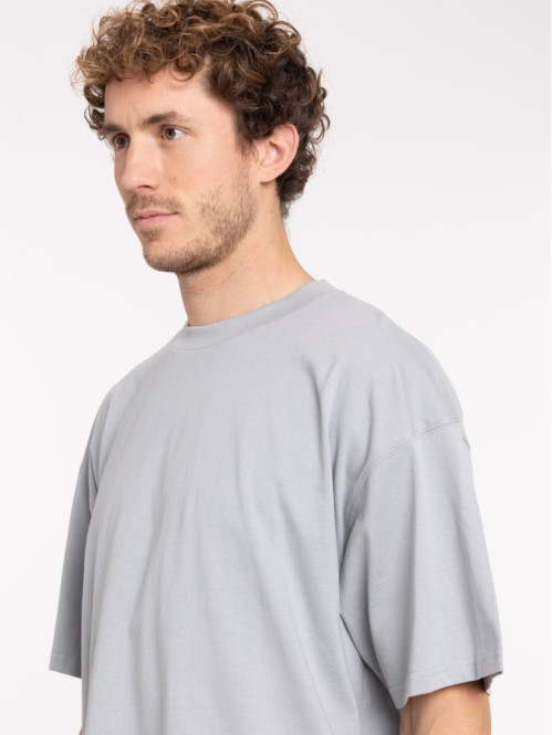 T-shirt col rond uni gris...