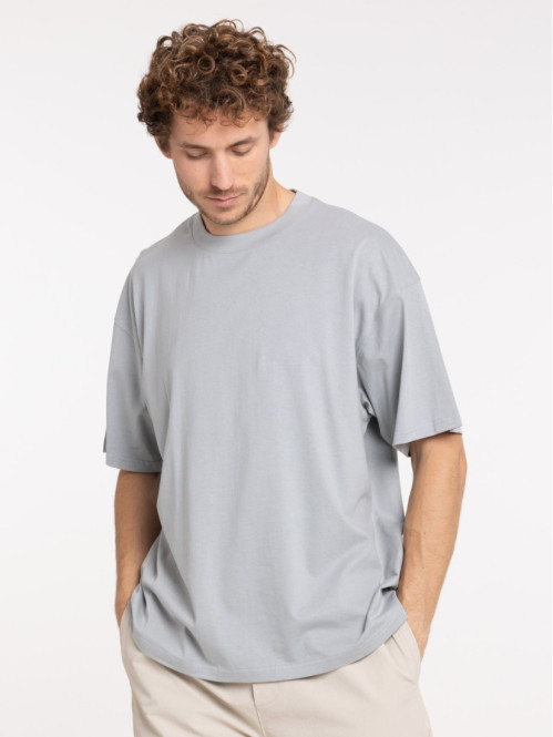T-shirt col rond uni gris...