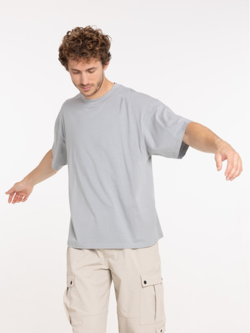 T-shirt col rond uni gris homme