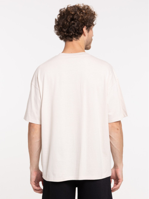 T-shirt col rond uni craie...