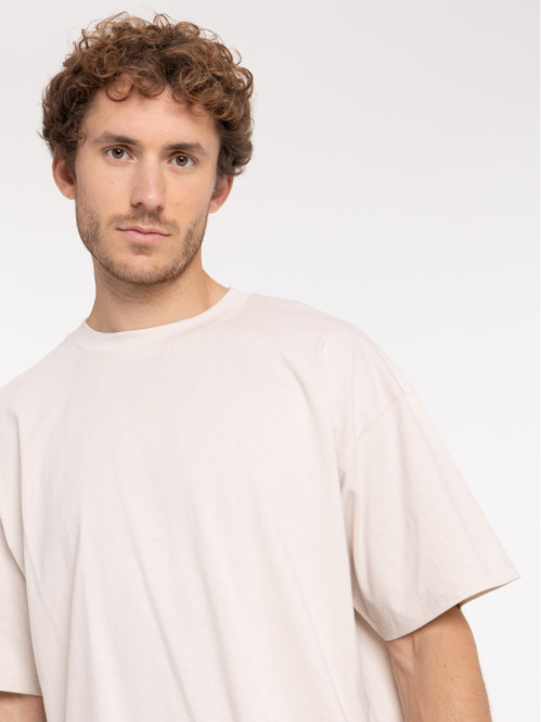 T-shirt col rond uni craie...