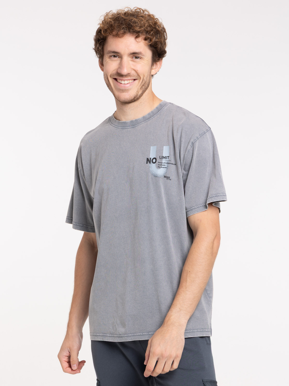 T-shirt gris imprimé no limits homme