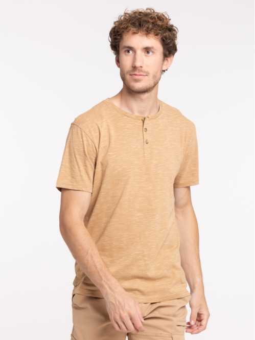 T-shirt col rond boutonné homme