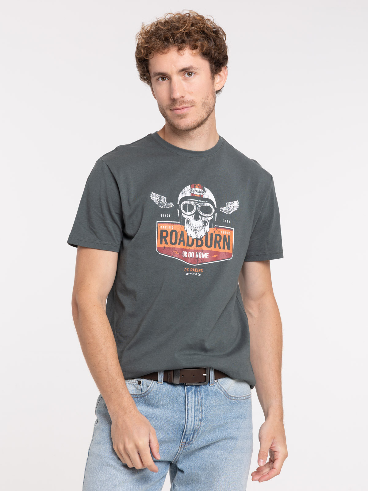T-shirt homme imprimé gris ardoise